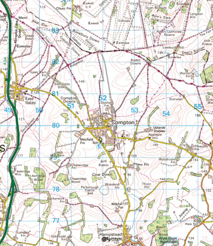Map of Compton and surrounding Ridgeway area